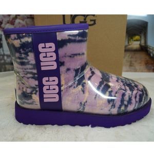 UGG Women's Classic Clear Mini Marble Boot - Violet Night/Marble 5M